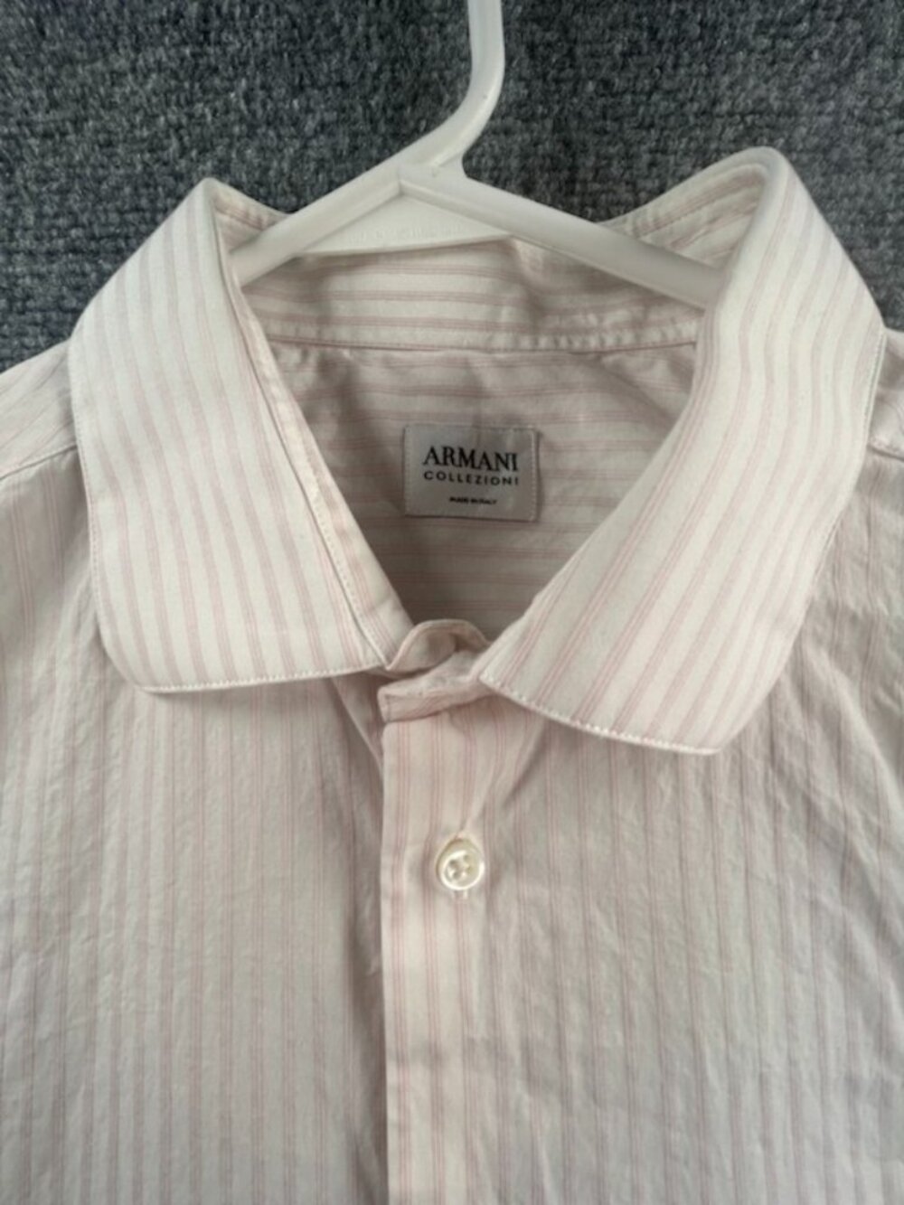 Armani Collezioni Dress Shirt L Pink Striped Front Pocket 100% Cotton Woven